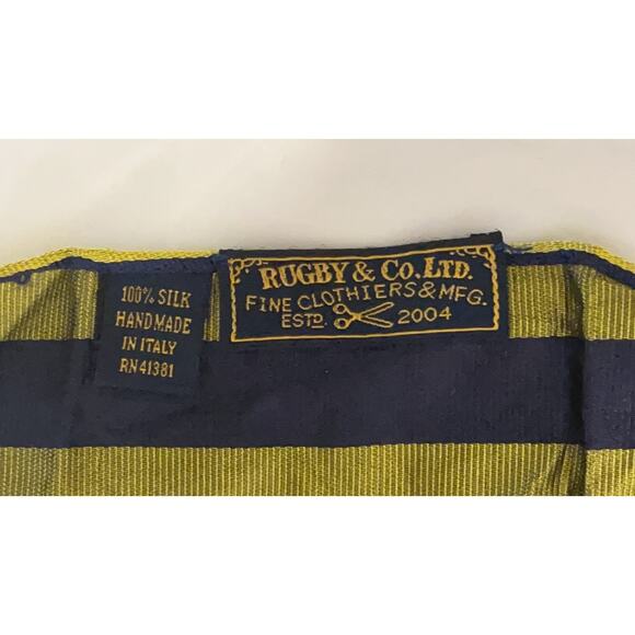 RUGBY Silk Hand Made in Italy Pocket Scarf - 12" x 12" - Picture 4 of 5